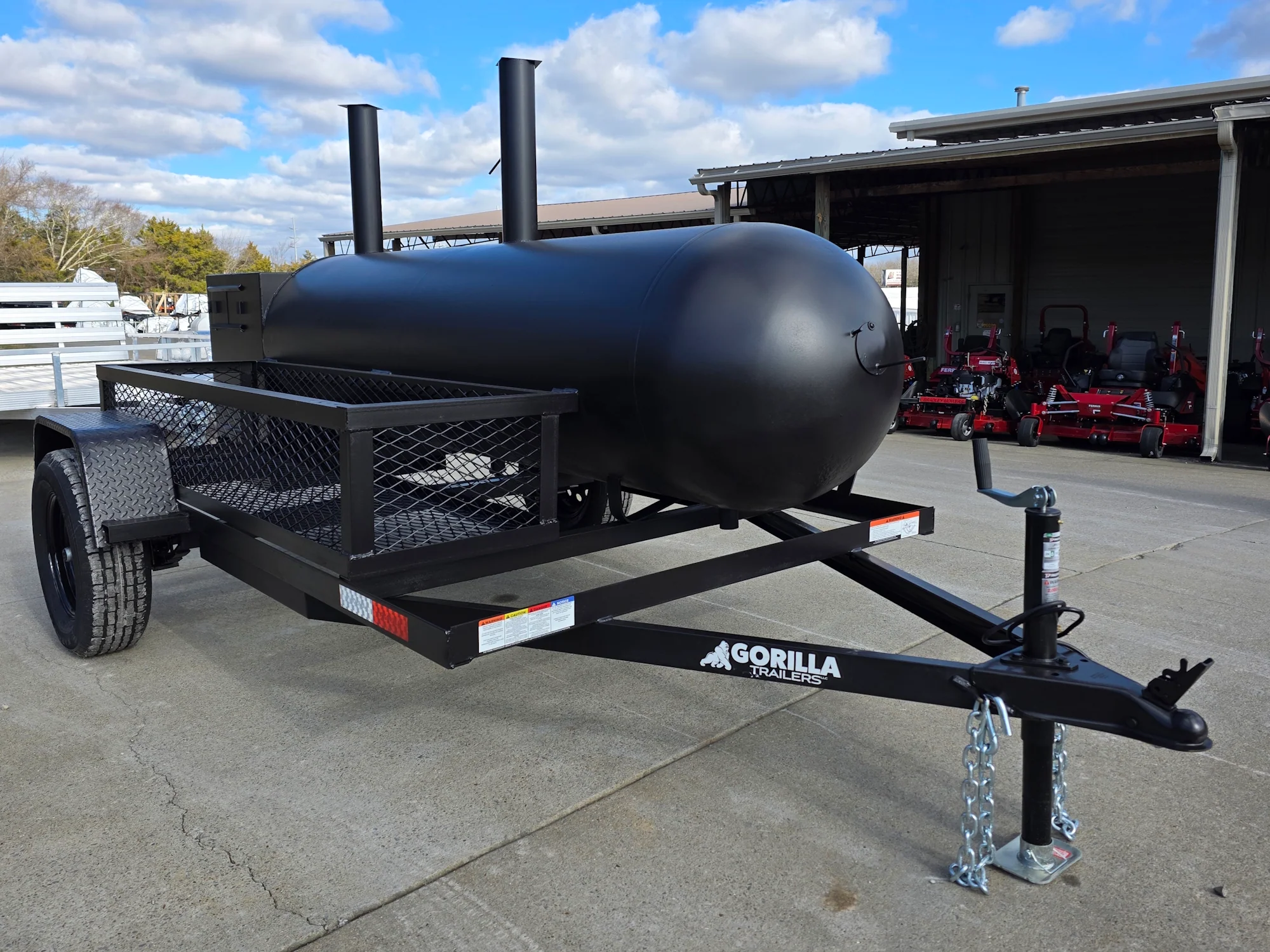 BBQ Smoker 300 Gallon Pull Behind Trailer 2 Door 1/2 Smoker 1/2 Charcoal Grill - Image 8
