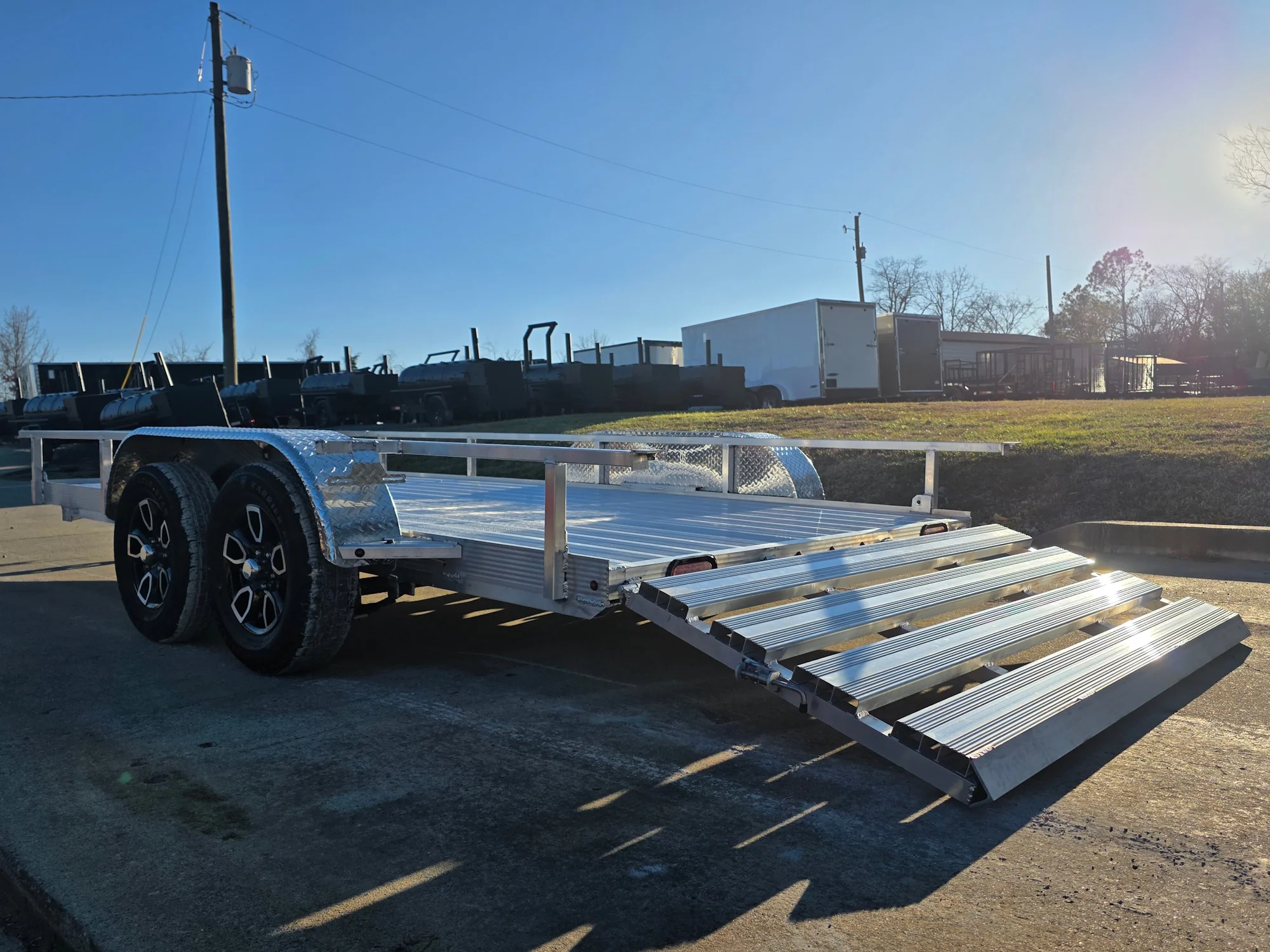 6.4' x 14' Tandem All Aluminum Utility Trailer Dual Axle Straight Deck 7K GVWR - Image 14
