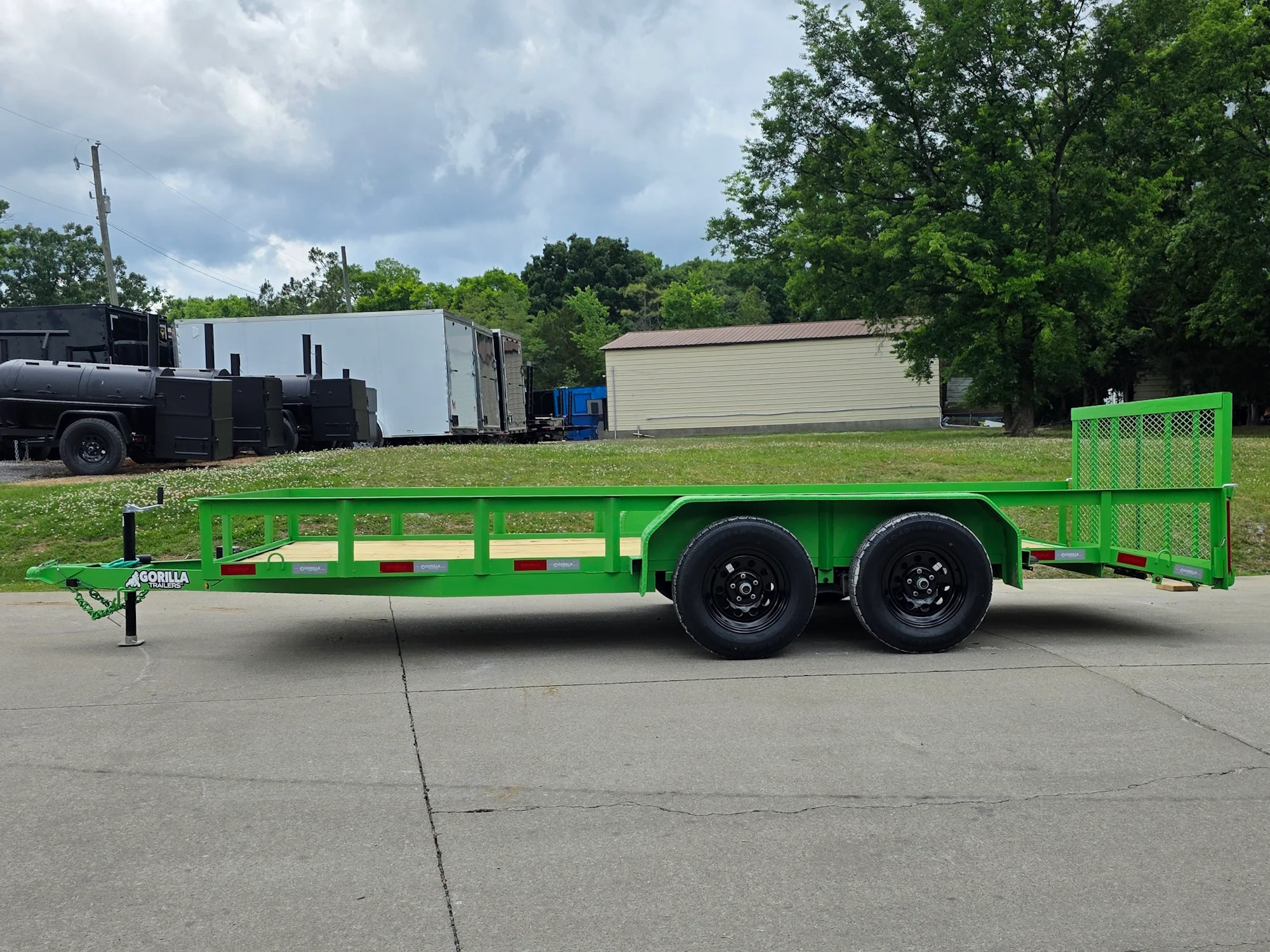 6.4x16 Utility Trailer Double Axle Dovetail with Gate Powder Coated (2) 3500lb 2-Brakes - Image 2