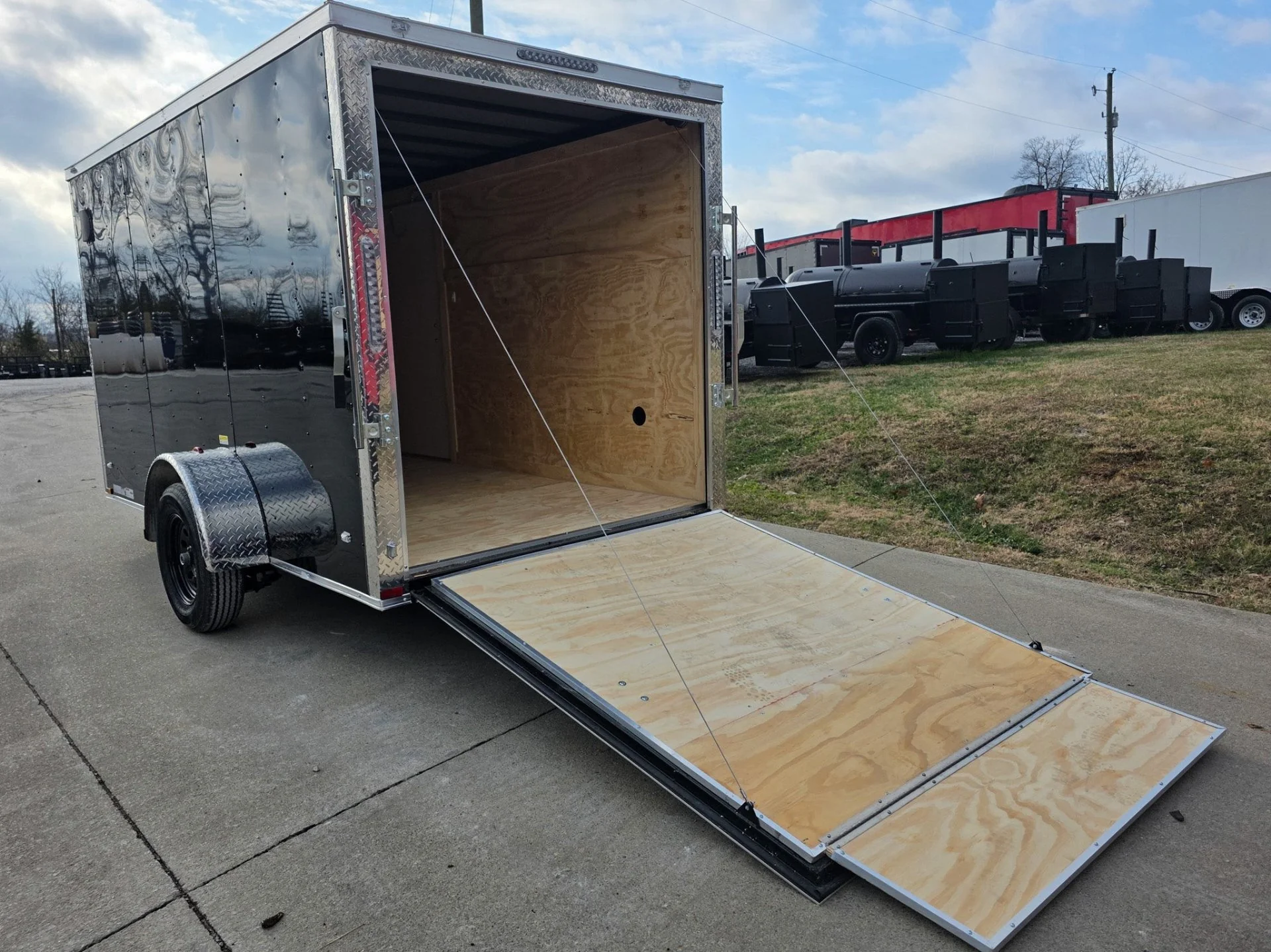6x12 Black V-Nose Enclosed Trailer with Silver ATP (1) 3,500lb Axle - Image 10