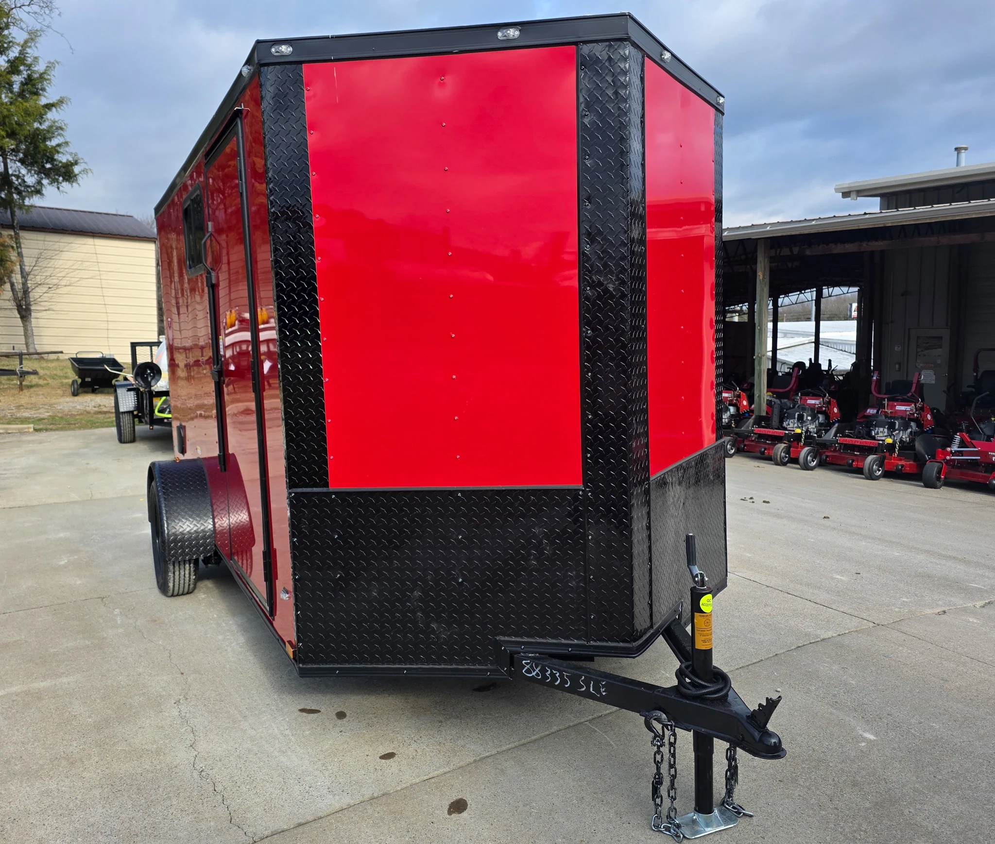 6x12 Enclosed Trailer Red V-Nose Blackout Package (1) 3,500lb Axle with Windows - Image 3