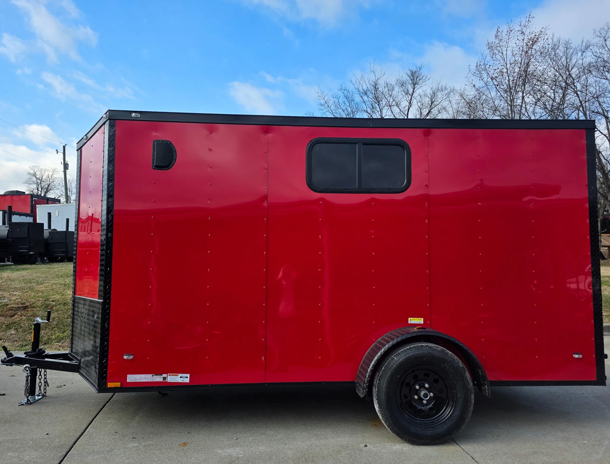 6x12 Enclosed Trailer Red V-Nose Blackout Package (1) 3,500lb Axle with Windows - Image 4