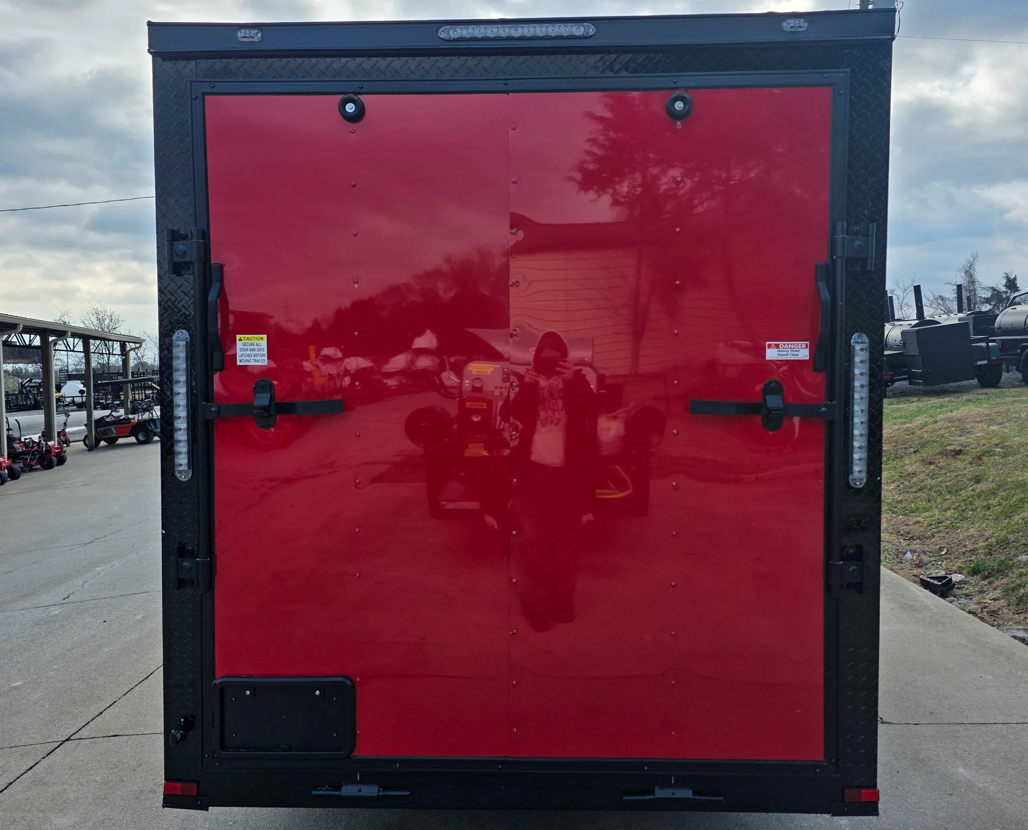 6x12 Enclosed Trailer Red V-Nose Blackout Package (1) 3,500lb Axle with Windows - Image 7