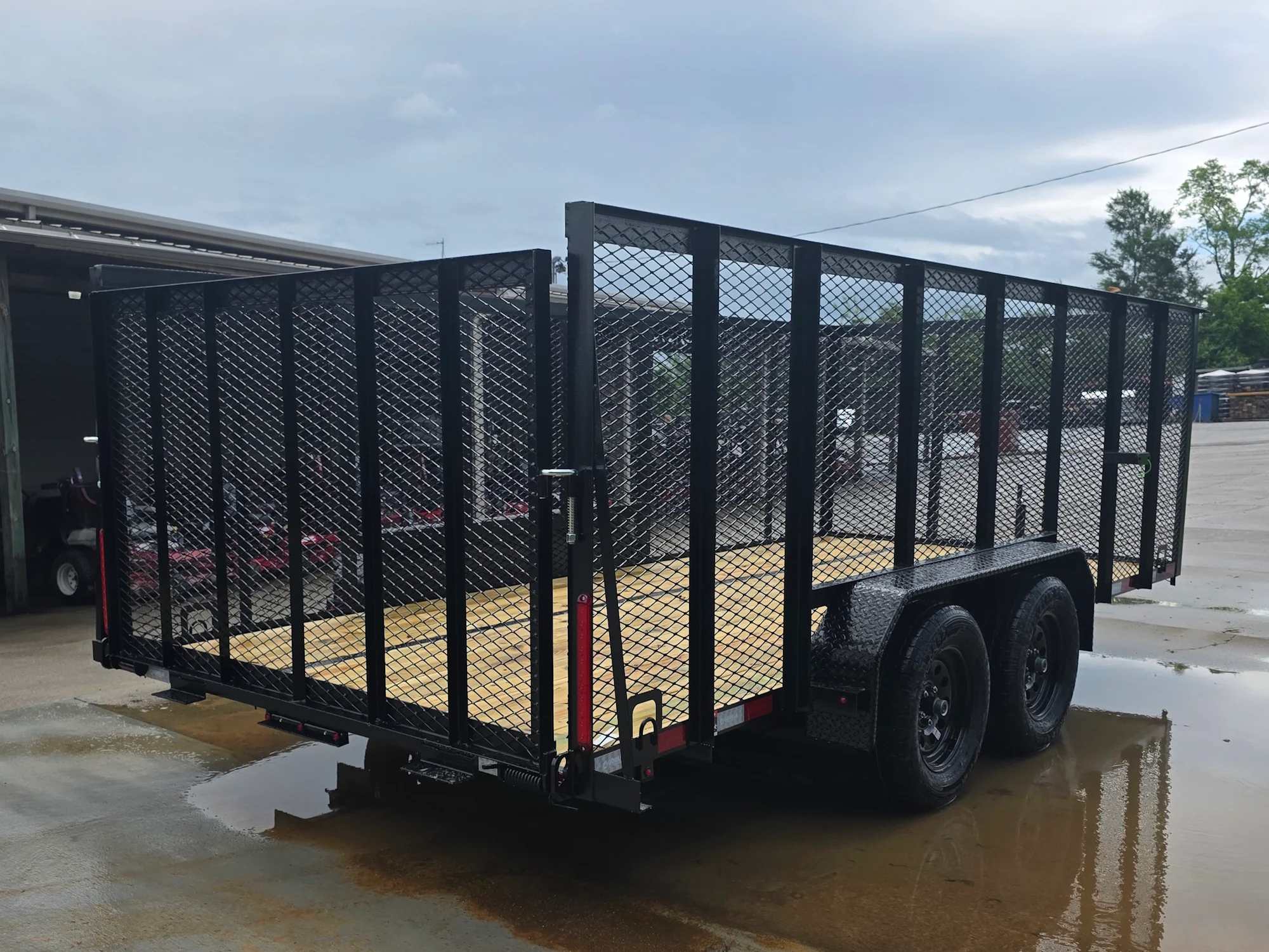7x16 Powder Coated Straight Deck Utility Trailer with 4.5ft Mesh Sides (2) 3500lb Axles - Image 5