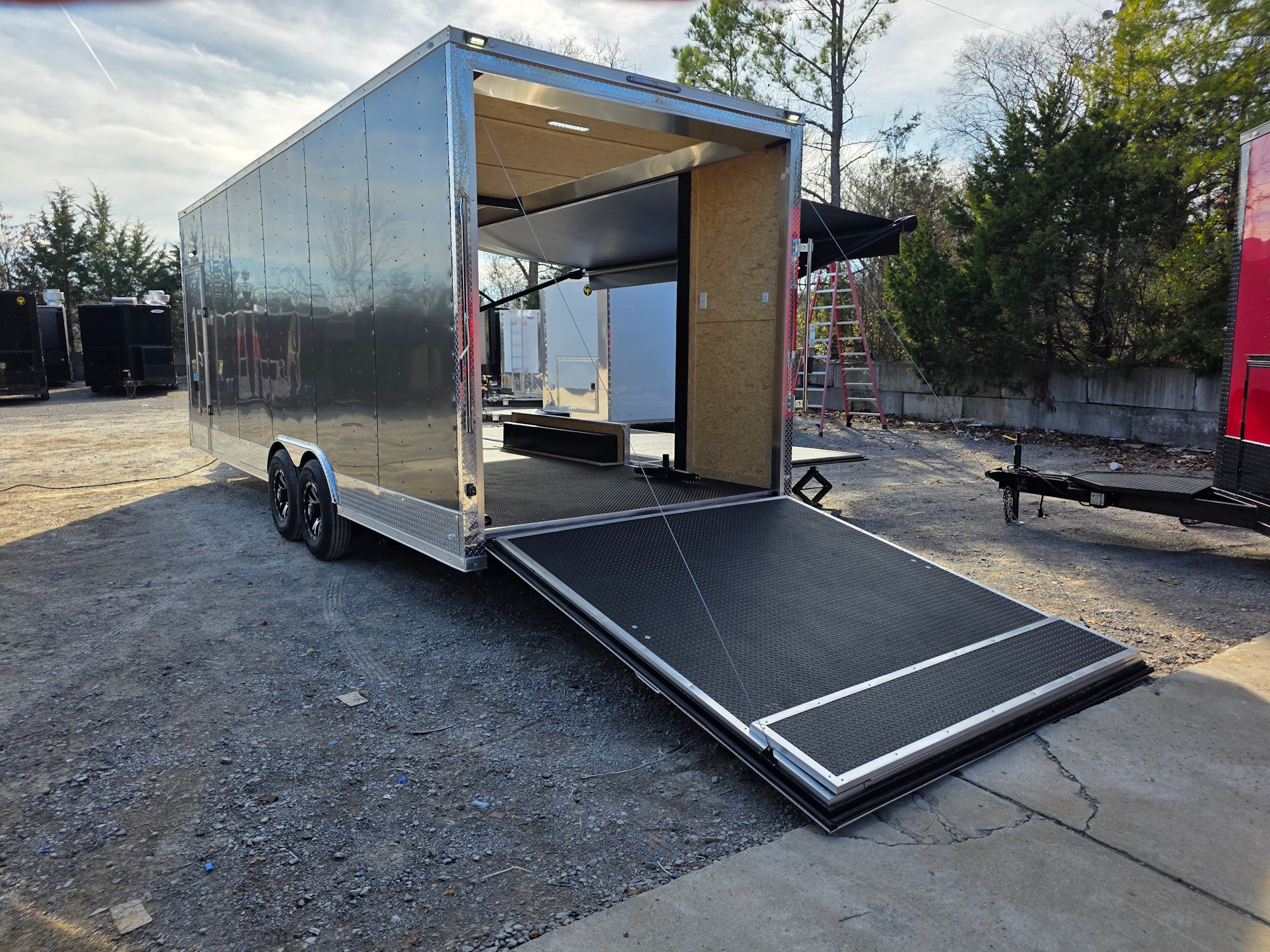 8.5' X 24' Charcoal Grey Custom Stage Trailer - Image 14