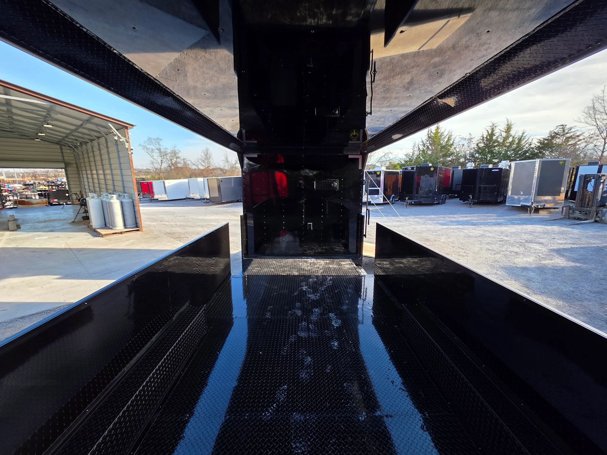 8.5' X 30' Custom Black With Blackout Tailgate Trailer - Image 16