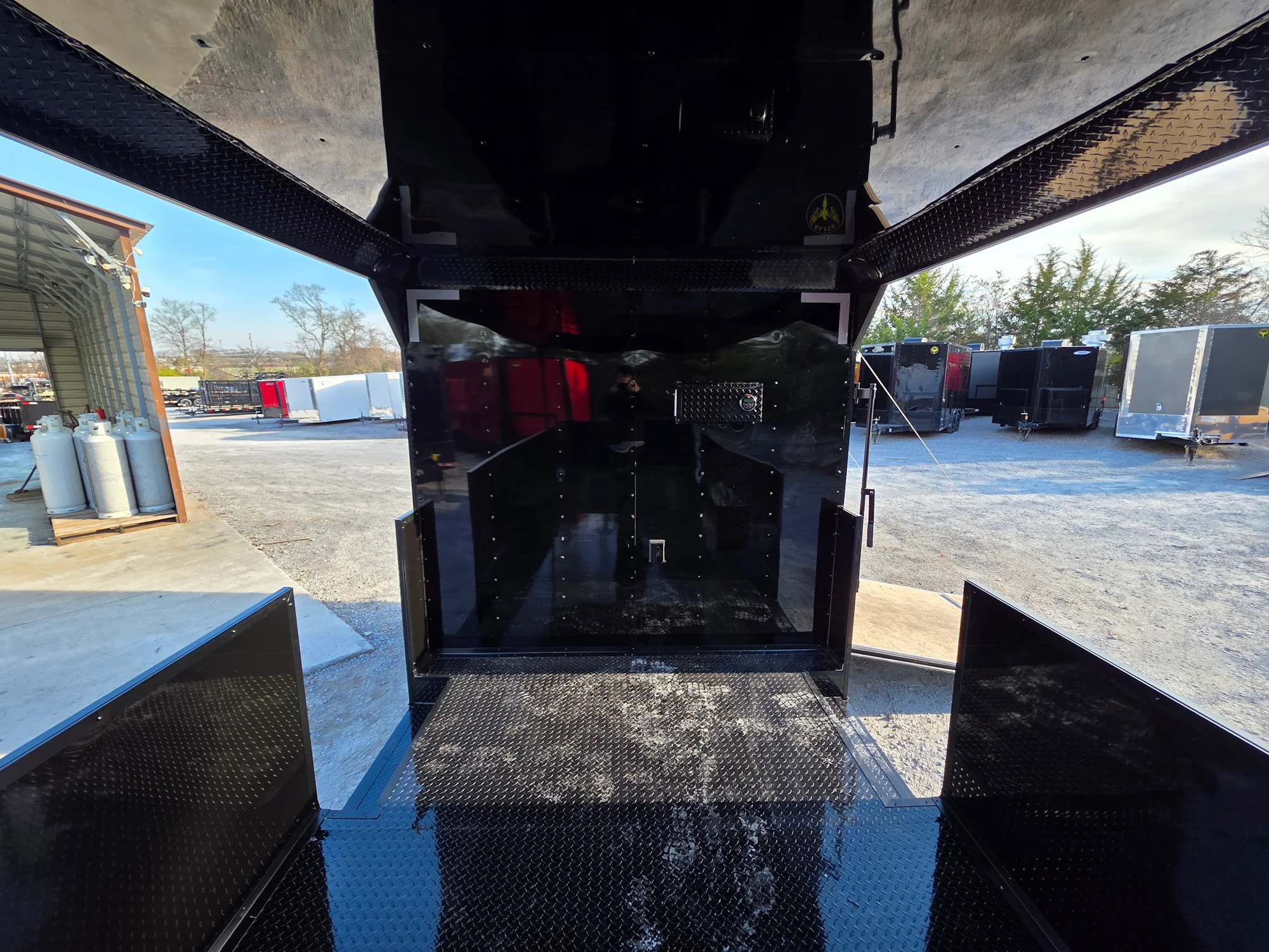 8.5' X 30' Custom Black With Blackout Tailgate Trailer - Image 17