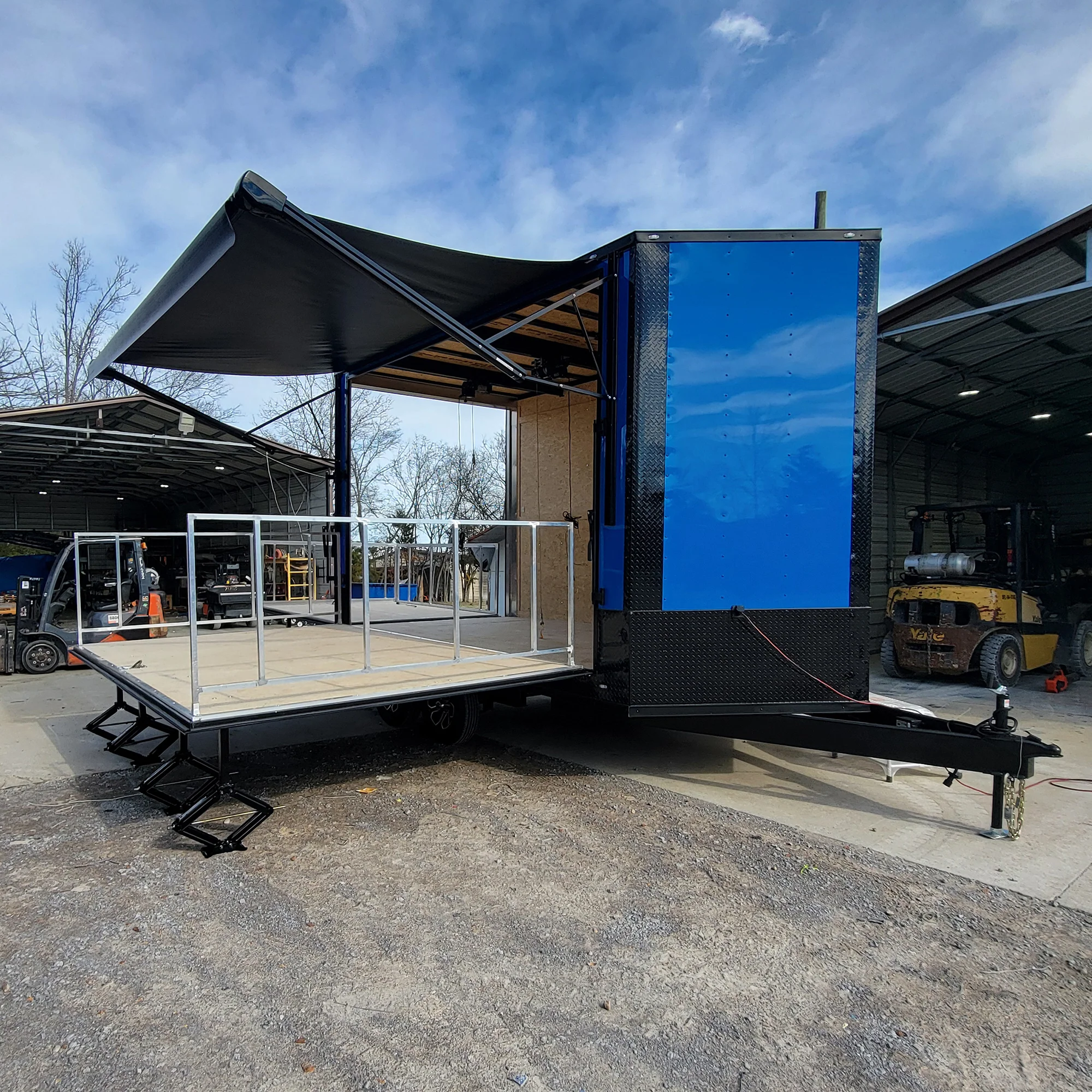 8.5' x 14' Custom Stage Trailer Cobalt Blue With Blackout - Image 36