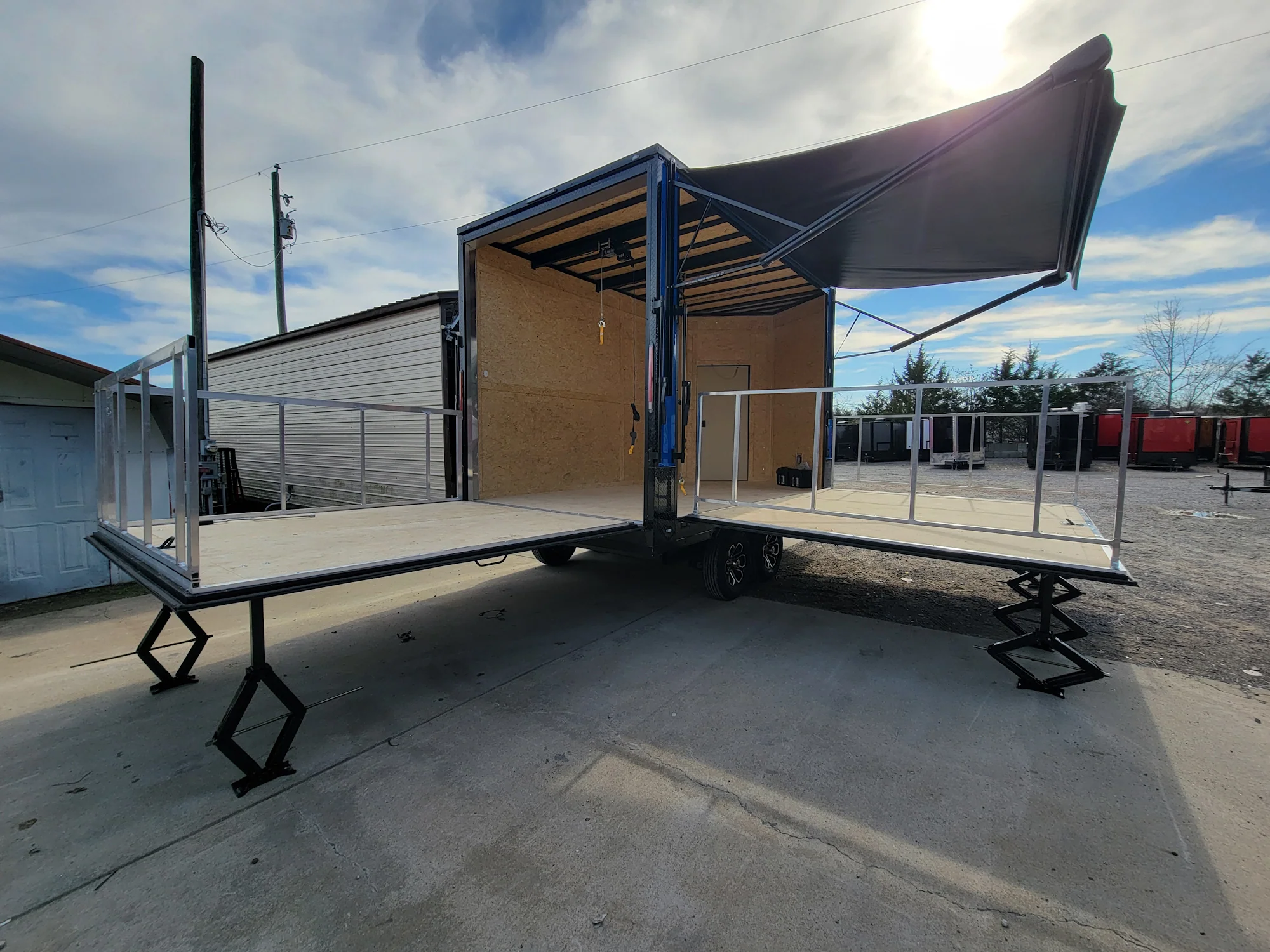 8.5' x 14' Custom Stage Trailer Cobalt Blue With Blackout - Image 4