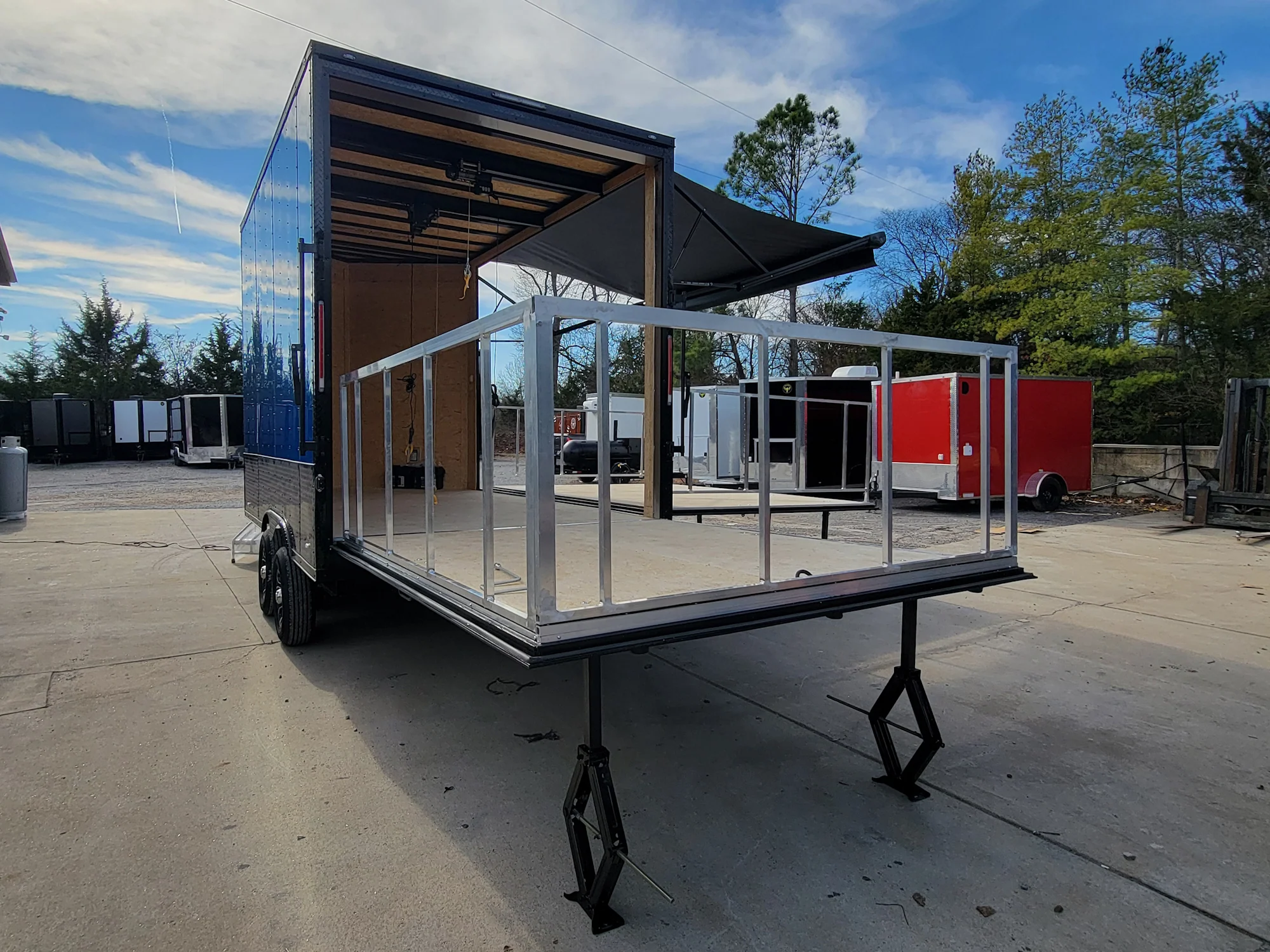 8.5' x 14' Custom Stage Trailer Cobalt Blue With Blackout - Image 7