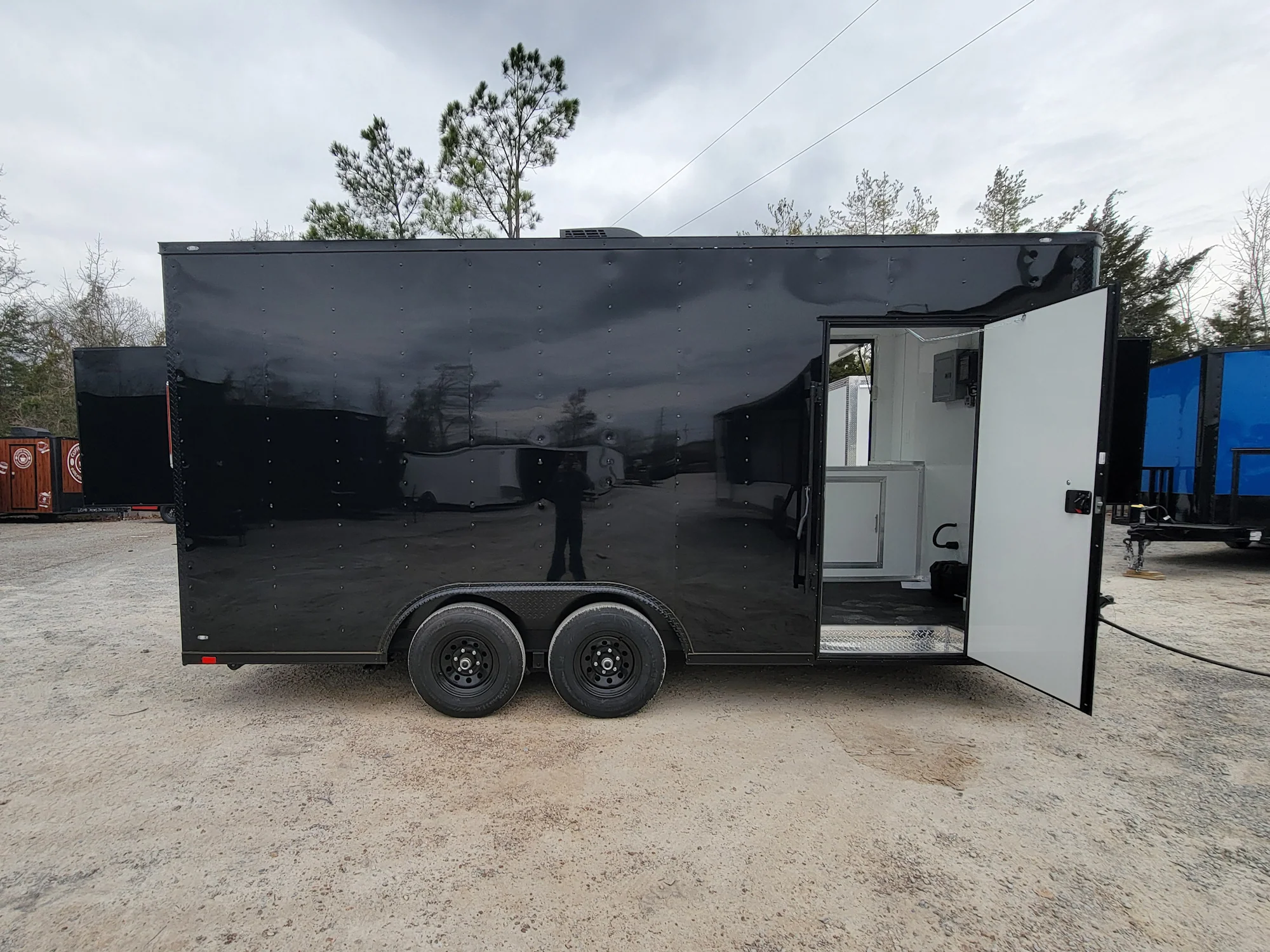 8.5' x 18' Custom Enclosed Black With Blackout Package Showcase Marketing and Event Trailer - Image 11
