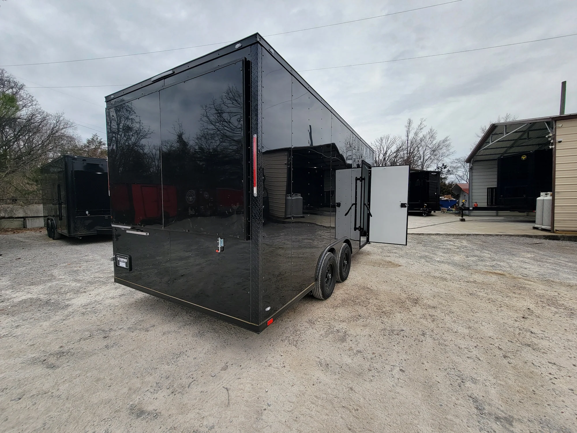 8.5' x 18' Custom Enclosed Black With Blackout Package Showcase Marketing and Event Trailer - Image 24