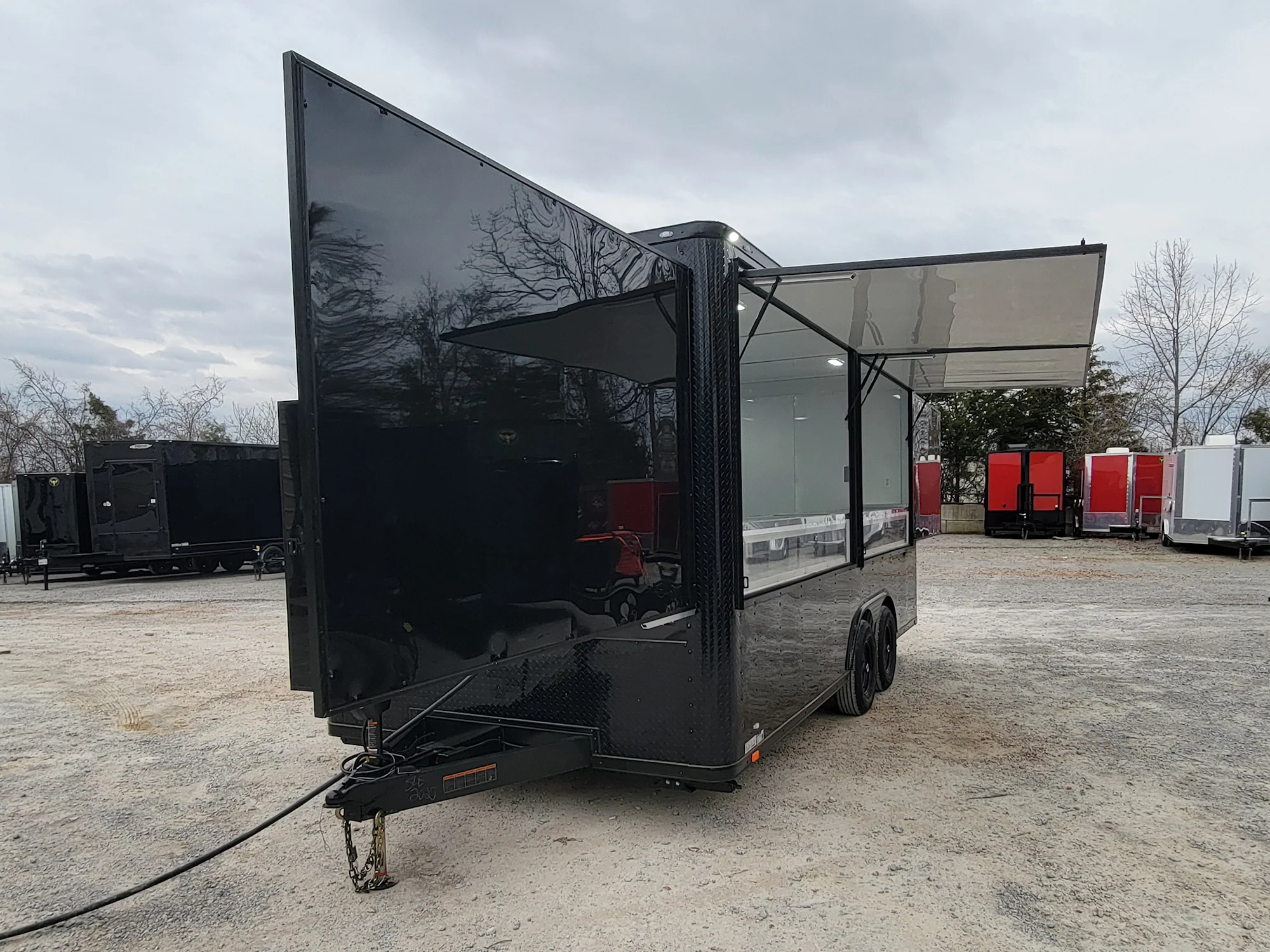 8.5' x 18' Custom Enclosed Black With Blackout Package Showcase Marketing and Event Trailer - Image 3