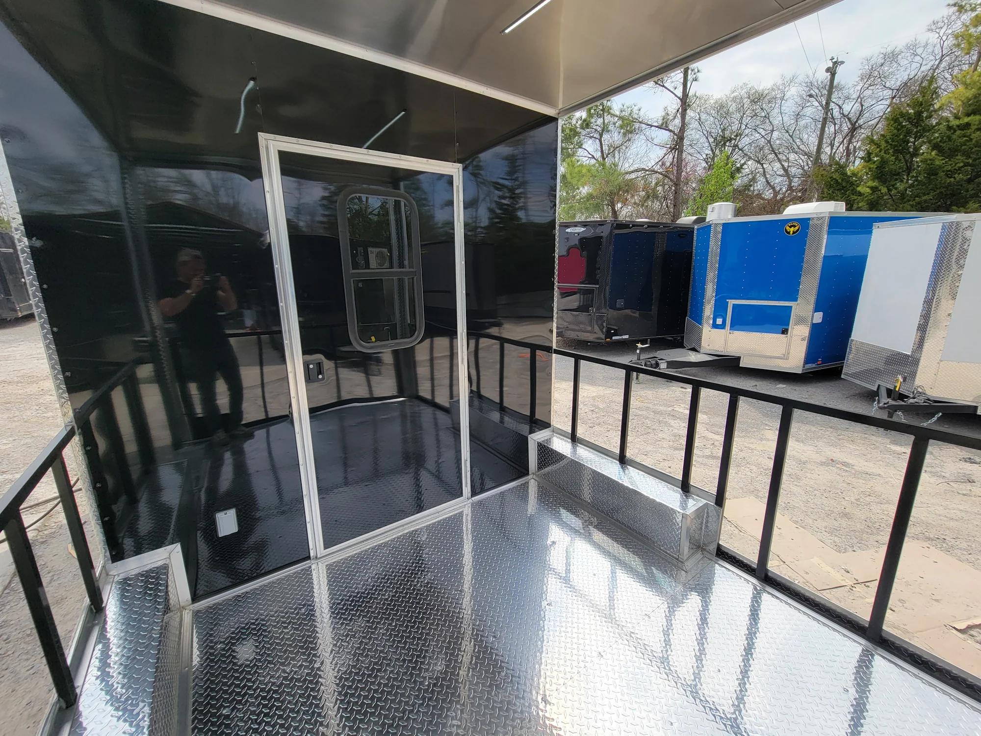 8.5' X 18' Black Concession Trailer With 8ft BBQ Porch Food Event Catering - Image 11