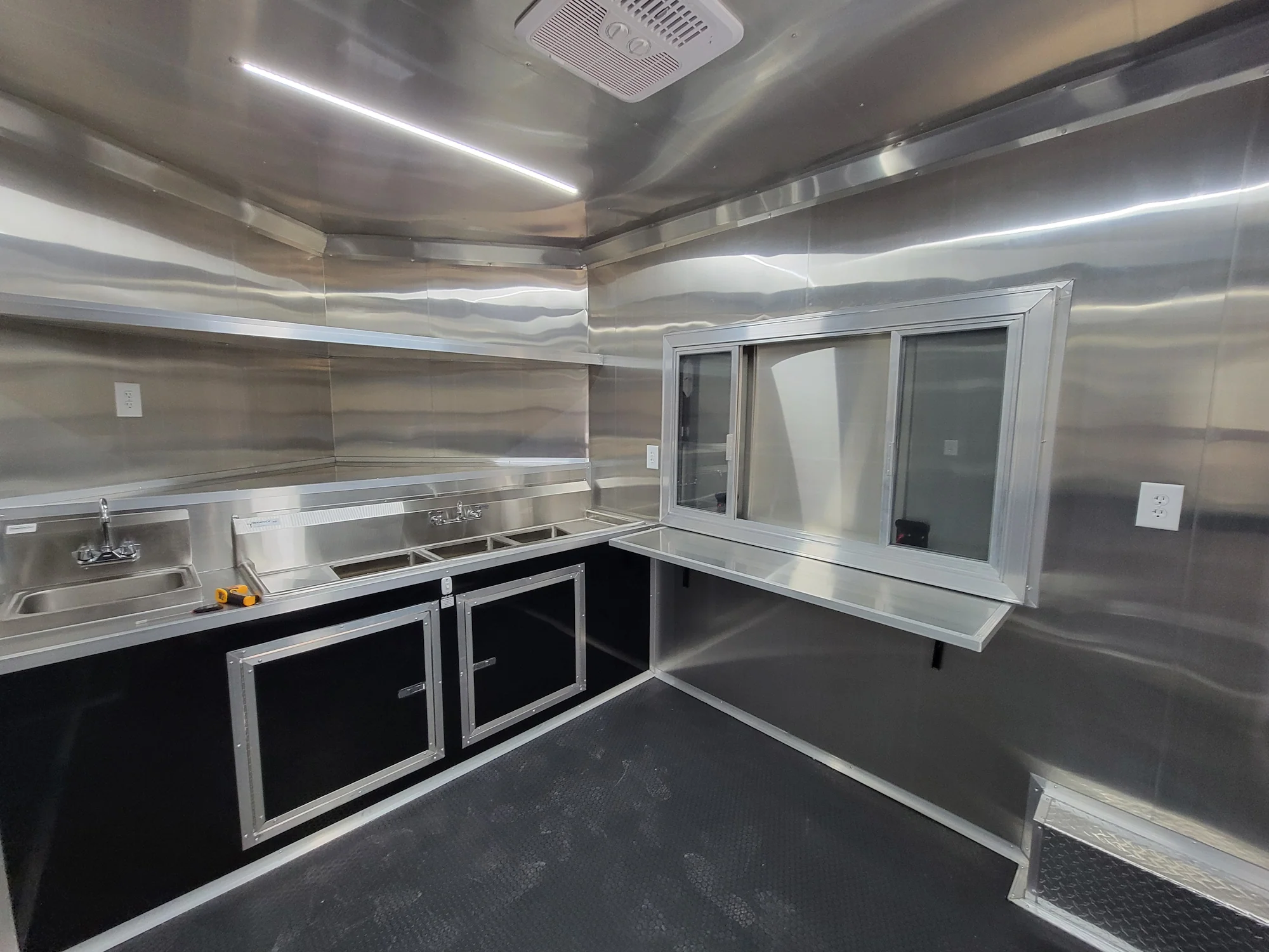 8.5' X 18' Black Concession Trailer With 8ft BBQ Porch Food Event Catering - Image 13