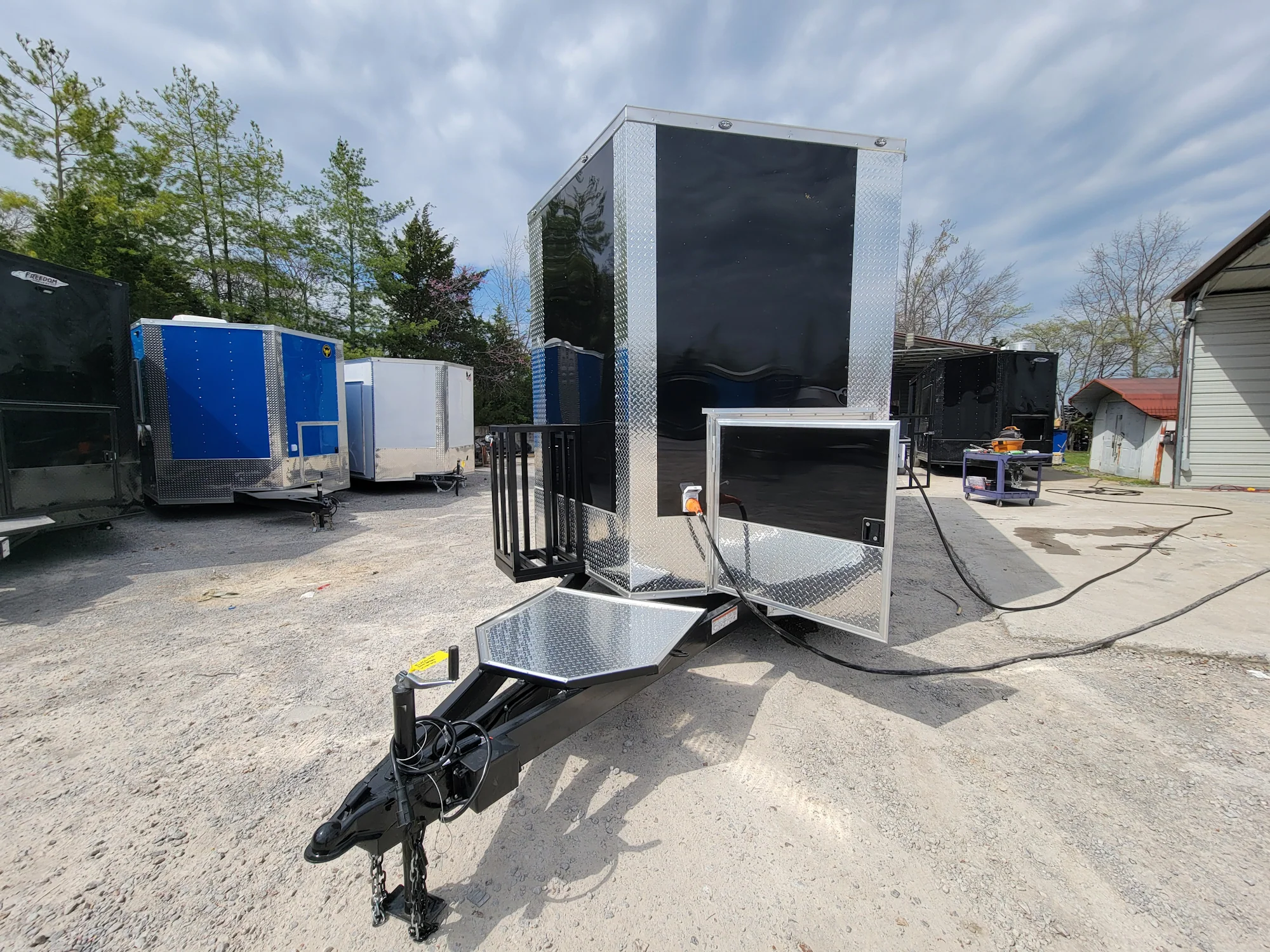 8.5' X 18' Black Concession Trailer With 8ft BBQ Porch Food Event Catering - Image 2