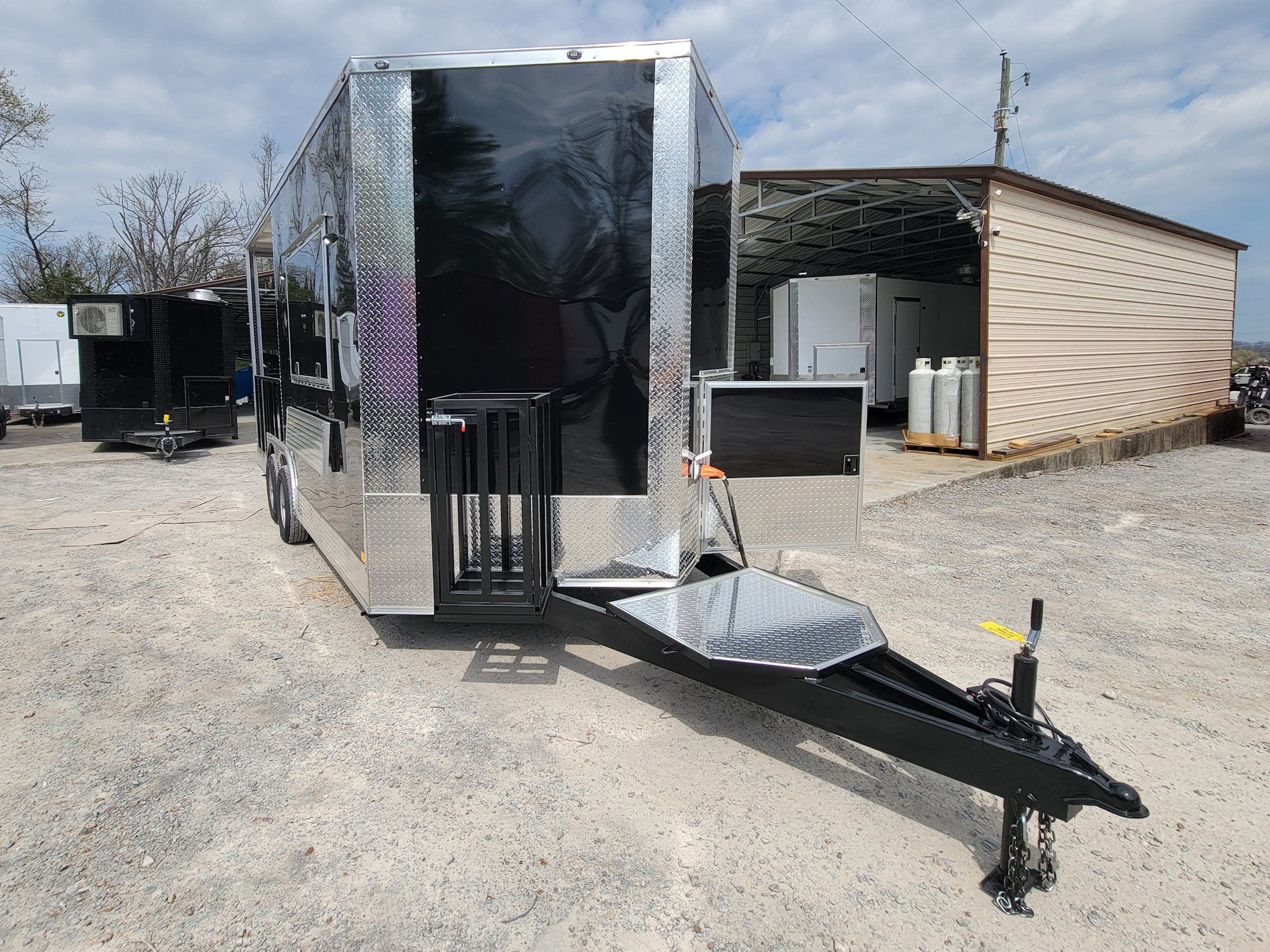 8.5' X 18' Black Concession Trailer With 8ft BBQ Porch Food Event Catering - Image 3