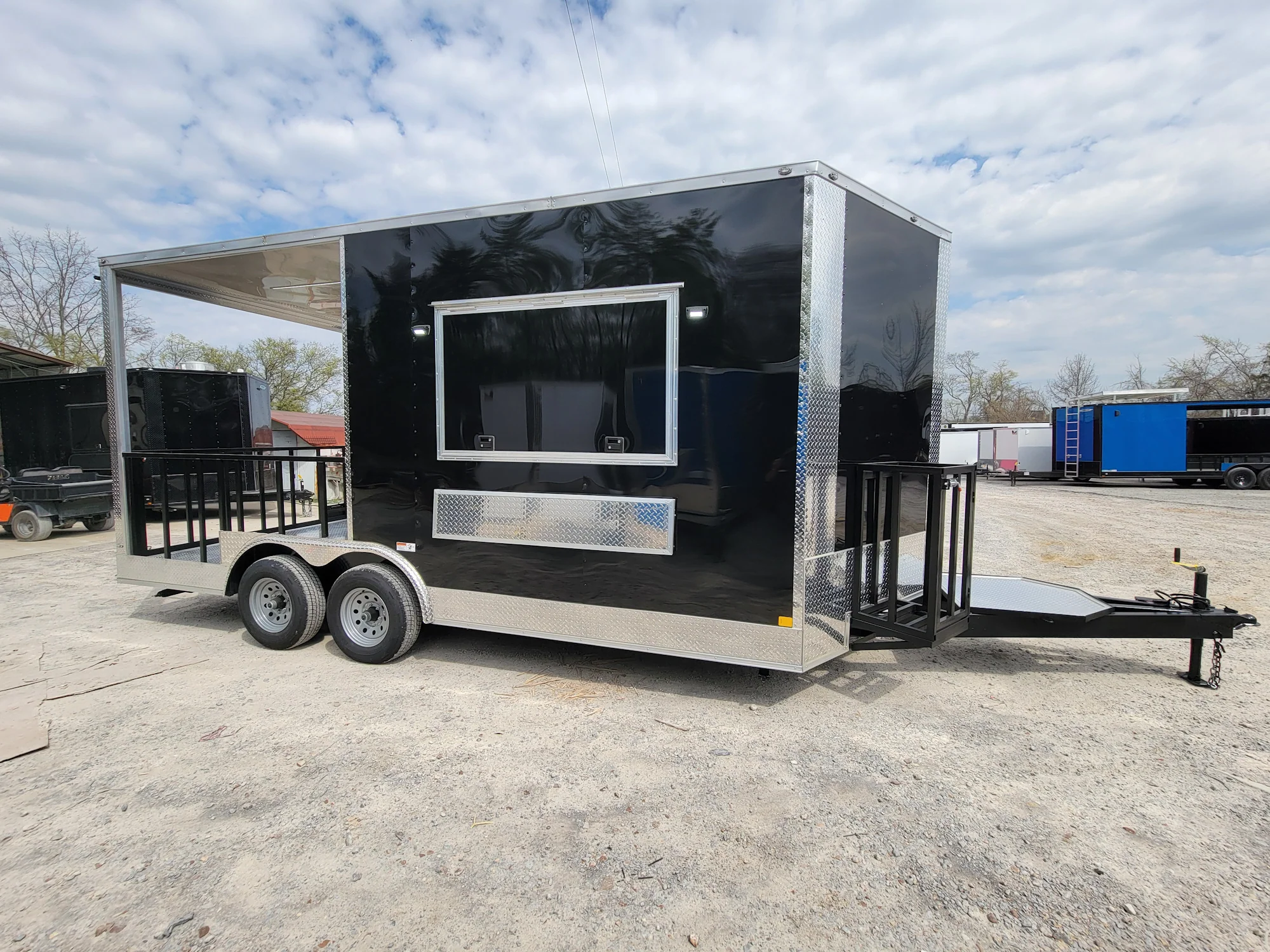 8.5' X 18' Black Concession Trailer With 8ft BBQ Porch Food Event Catering - Image 4