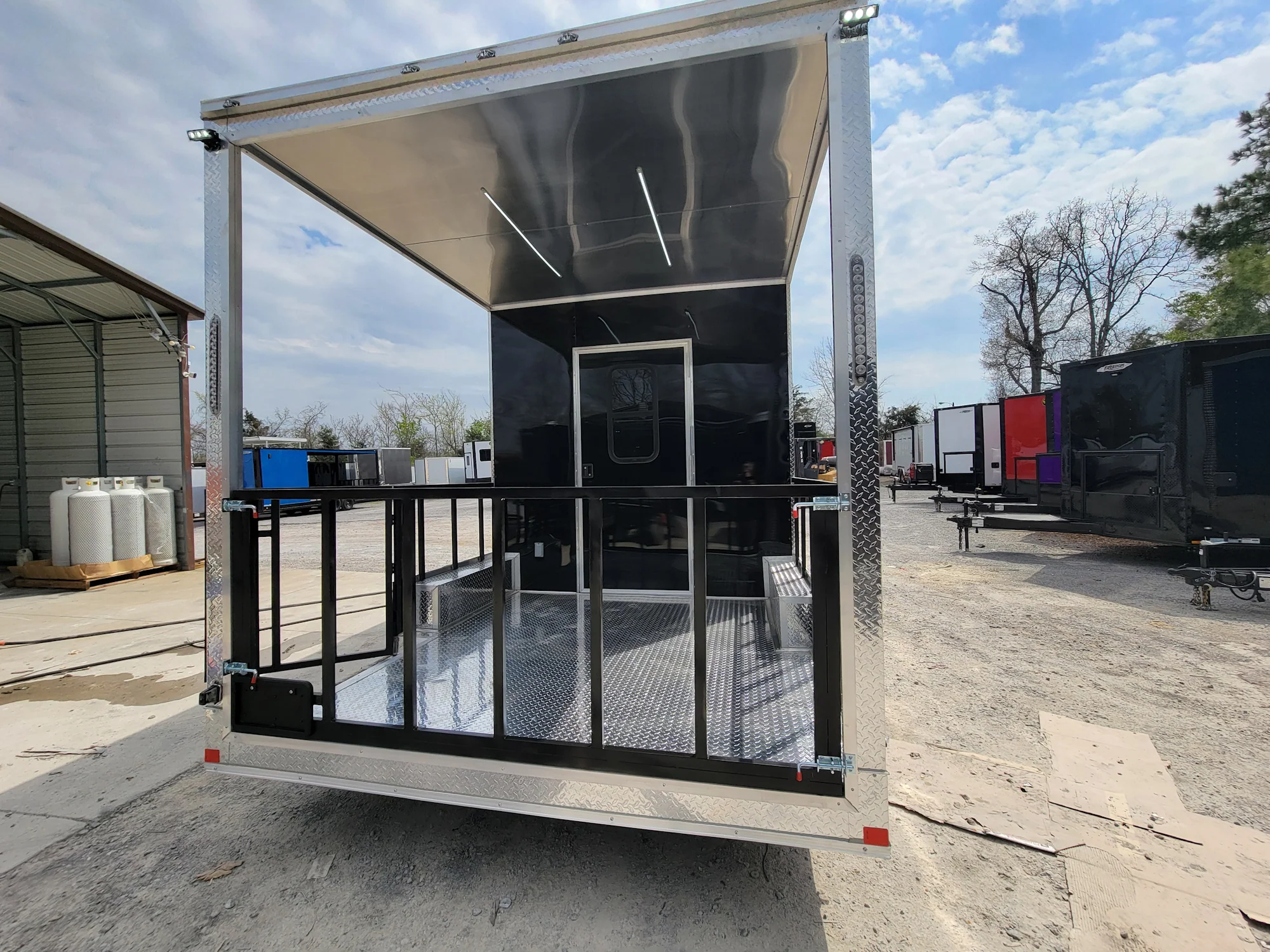 8.5' X 18' Black Concession Trailer With 8ft BBQ Porch Food Event Catering - Image 6