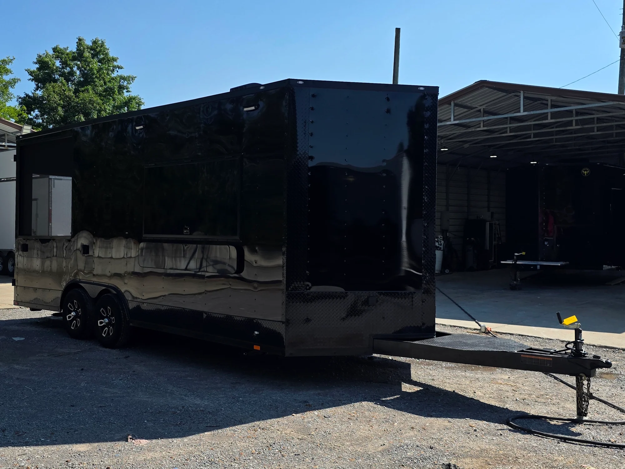 8.5' X 20' Concession Trailer Black with Blackout  BBQ Event Catering W/ 6' Screened Porch