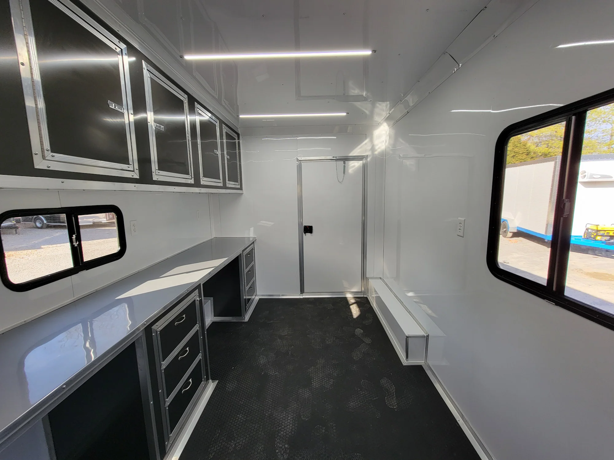 8.5' X 20' Custom Enclosed Trailer Charcoal With Blackout Office and Mobile Command - Image 18
