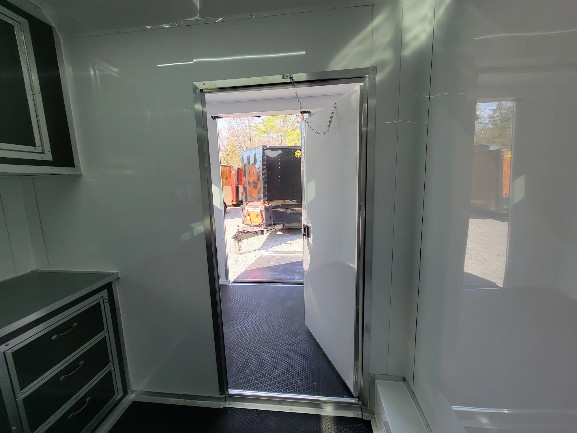 8.5' X 20' Custom Enclosed Trailer Charcoal With Blackout Office and Mobile Command - Image 26