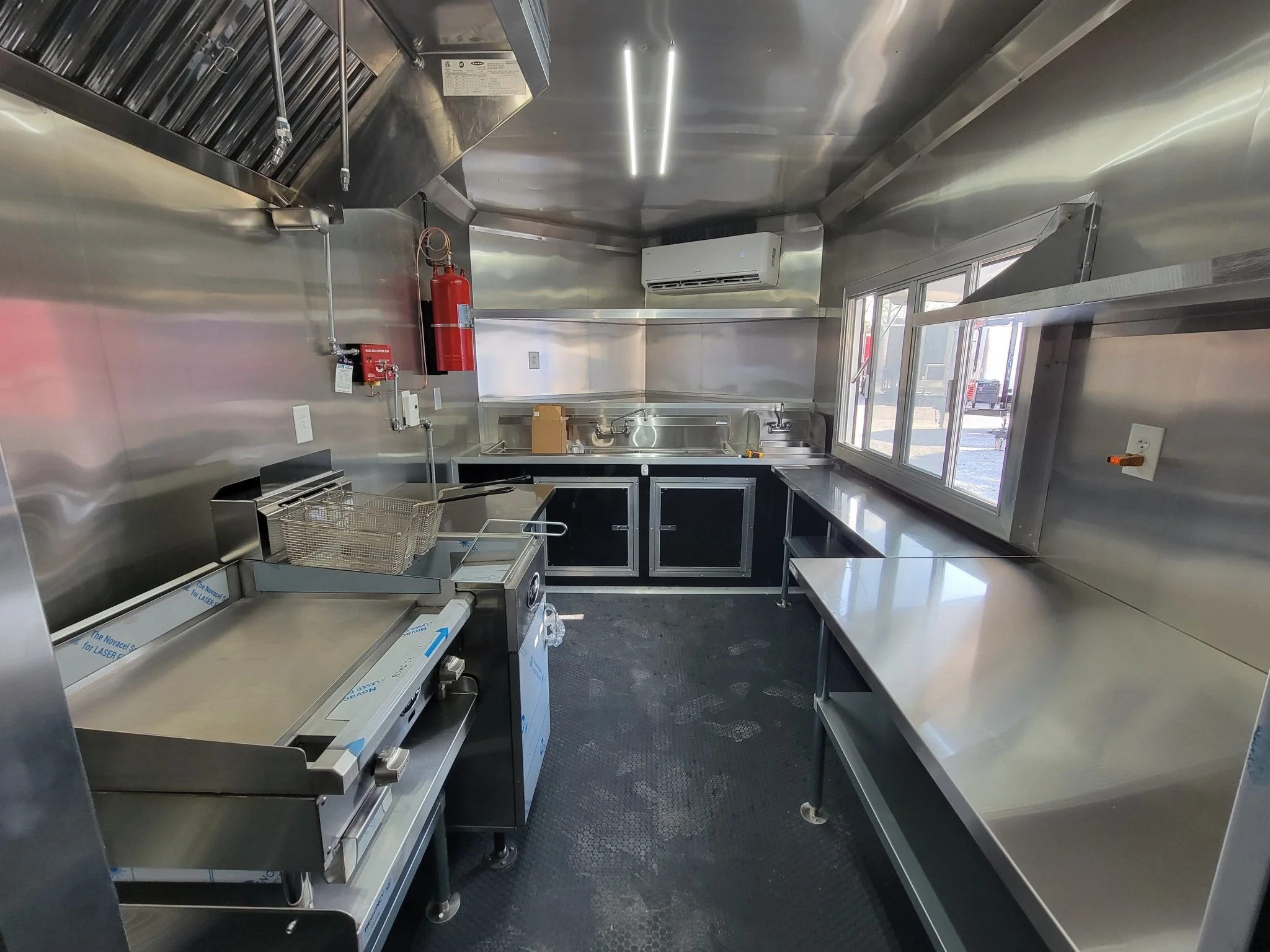 8.5' X 22' Concession Trailer Black With Blackout BBQ Event Catering 8' porch - Image 13