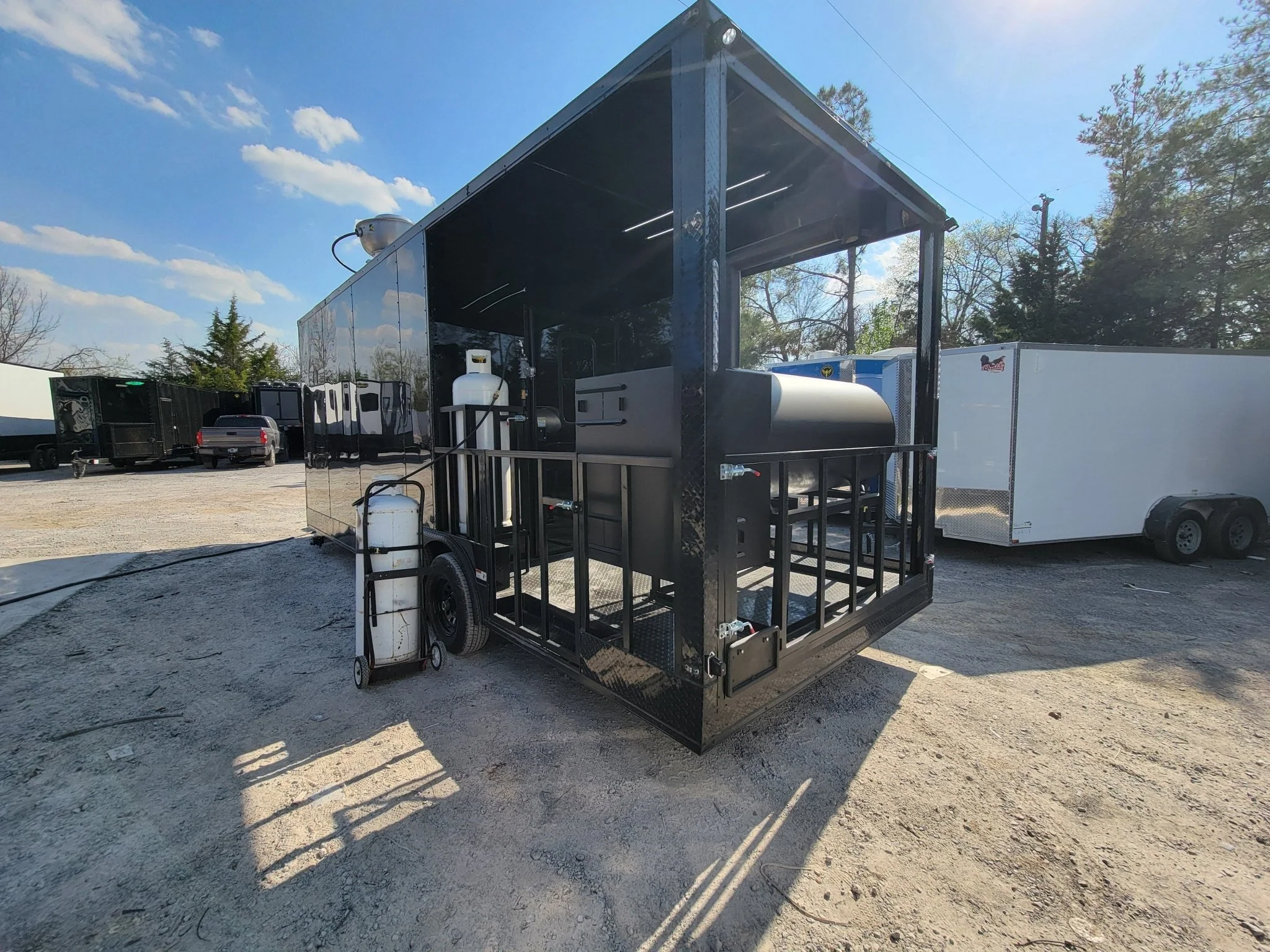 8.5' X 22' Concession Trailer Black With Blackout BBQ Event Catering 8' porch - Image 7