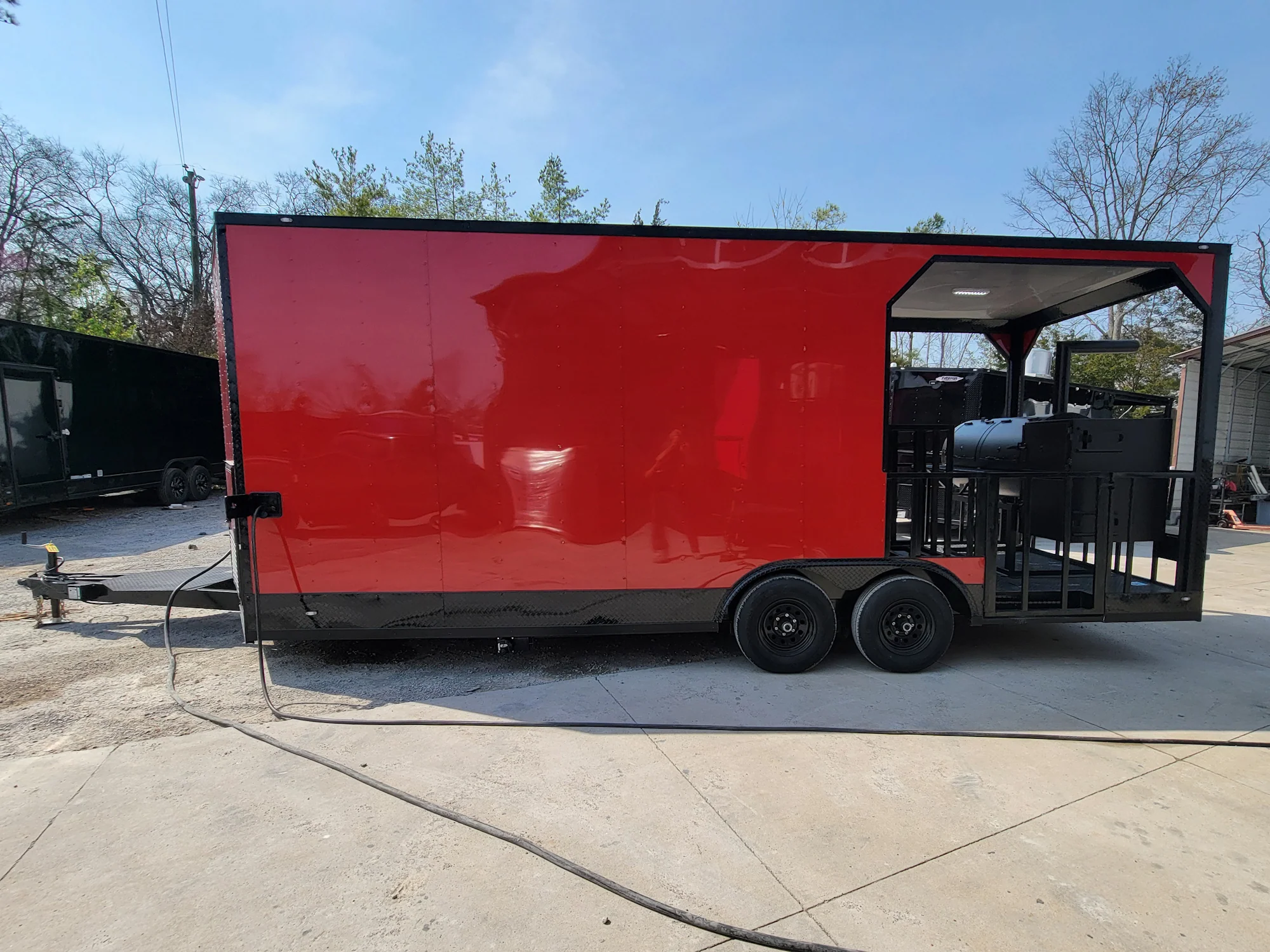 8.5' X 22' Custom BBQ Concession Trailer Victory Red With 8' Porch Black and Blackout Trim - Image 7