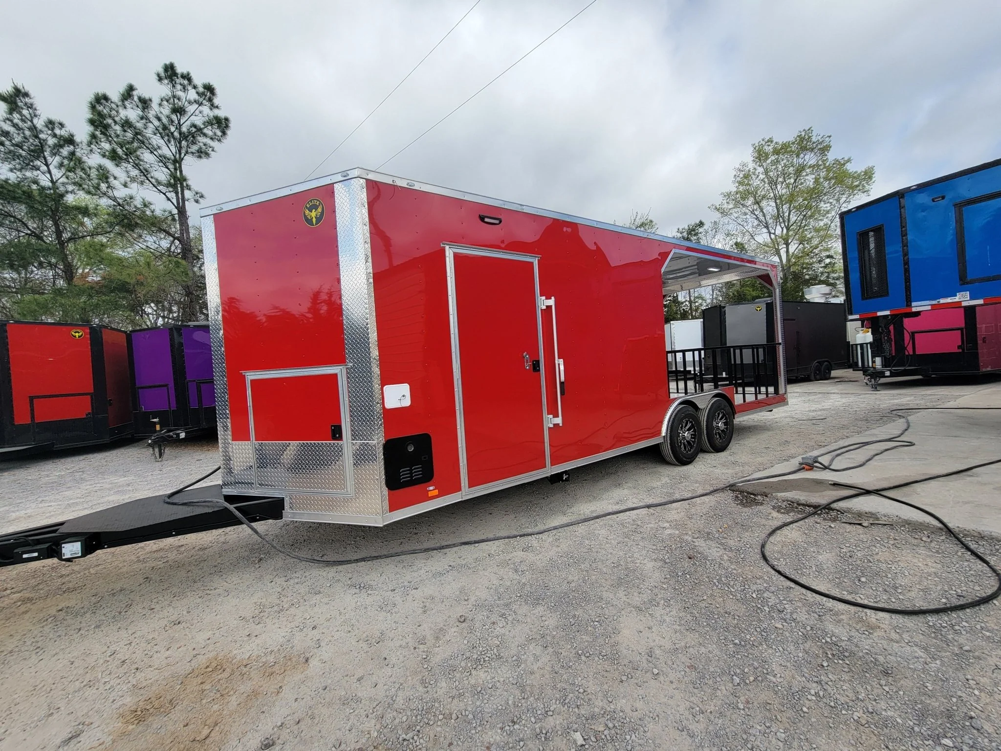 8.5' X 24' Concession Trailer Victory Red BBQ Event Catering With 12' Railed Porch - Image 9