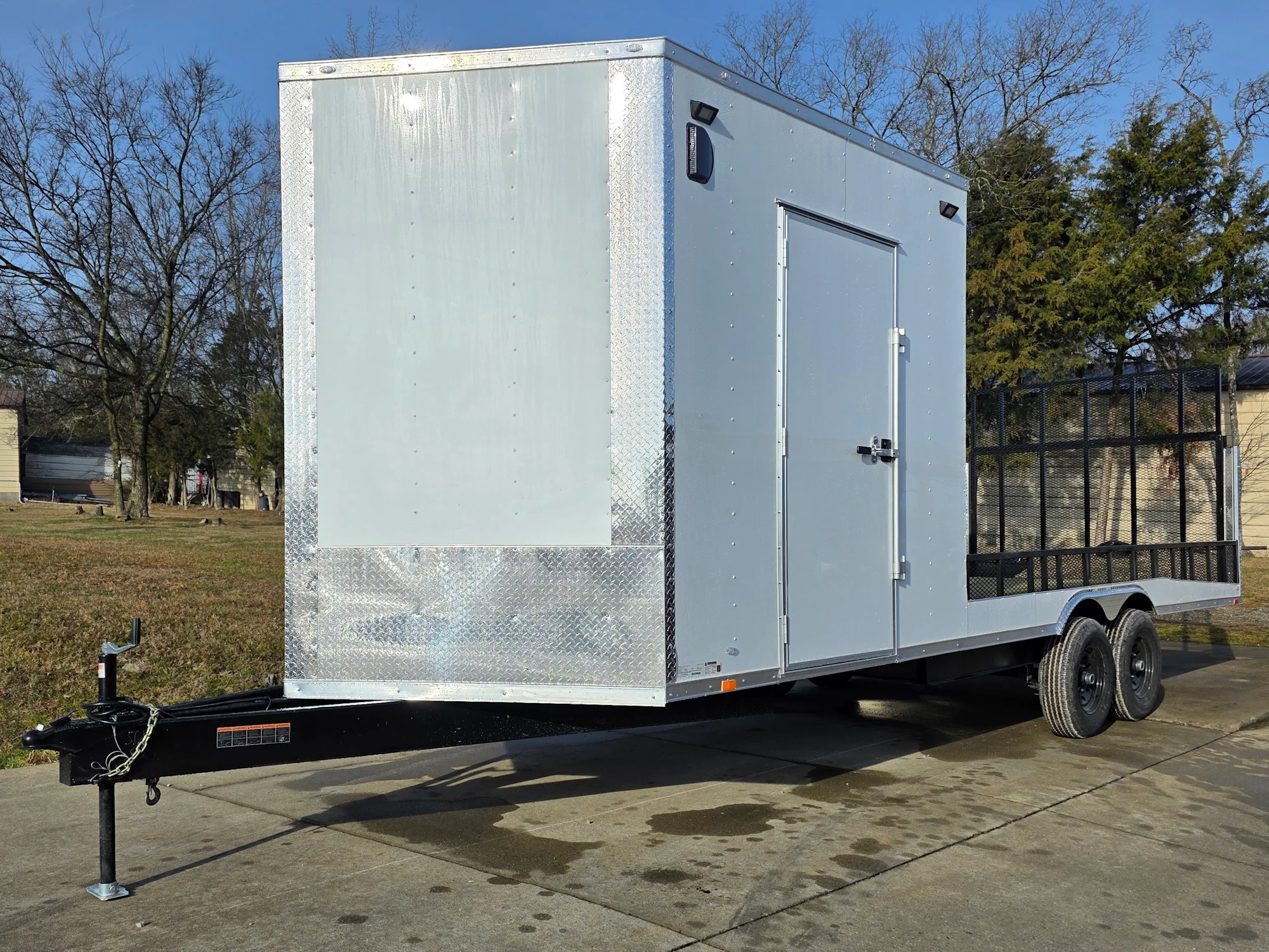 8.5x24 Hybrid White Enclosed V-Nose Trailer (2) 7000lb Axles 14k GVWR