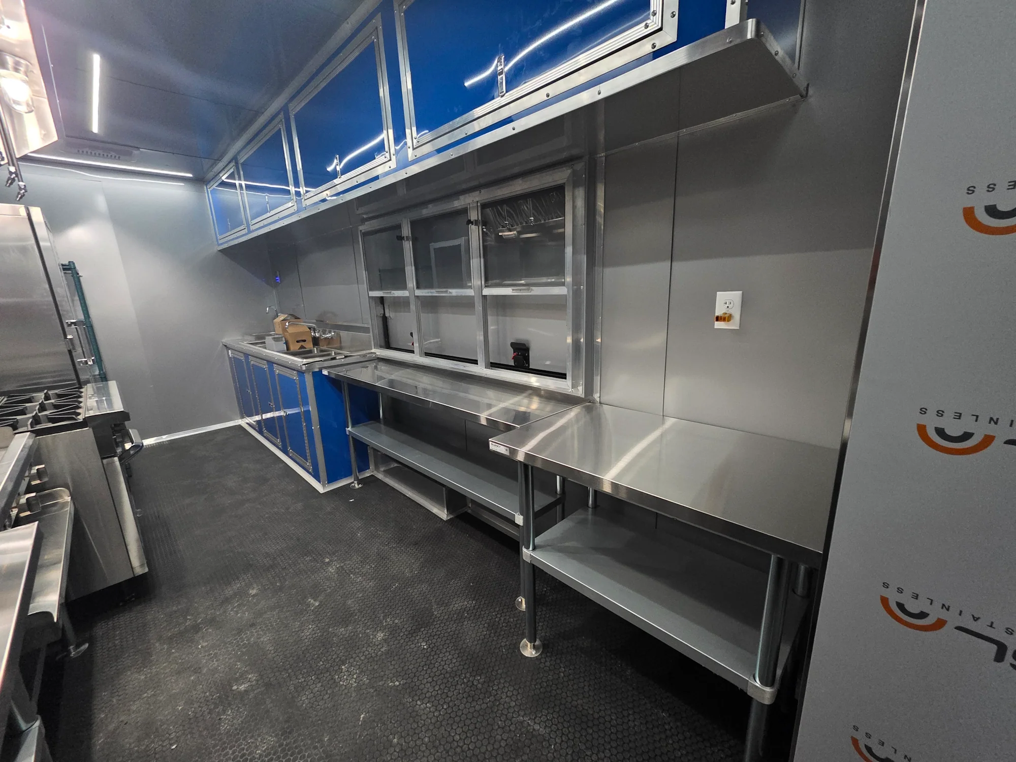8.5' X 48' Concession Trailer Cobalt Blue With Black Out Trim BBQ Porch Event Catering - Image 12