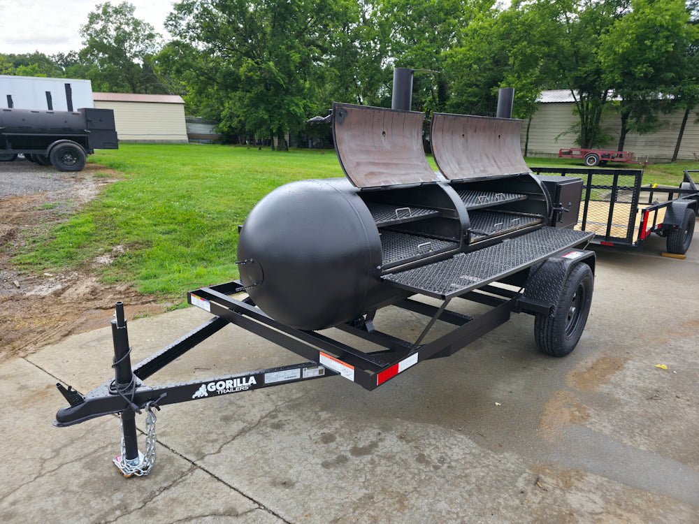 BBQ Smoker 2 Door 300 Gallon Trailer Pull Behind with Charcoal Grill on Front - Image 14