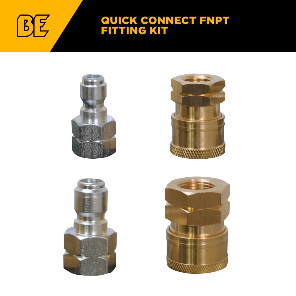 BE 85.400.207 Universal 4 Piece Pressure Washer Fitting Kit Female Quick Connect Couplers - Image 2