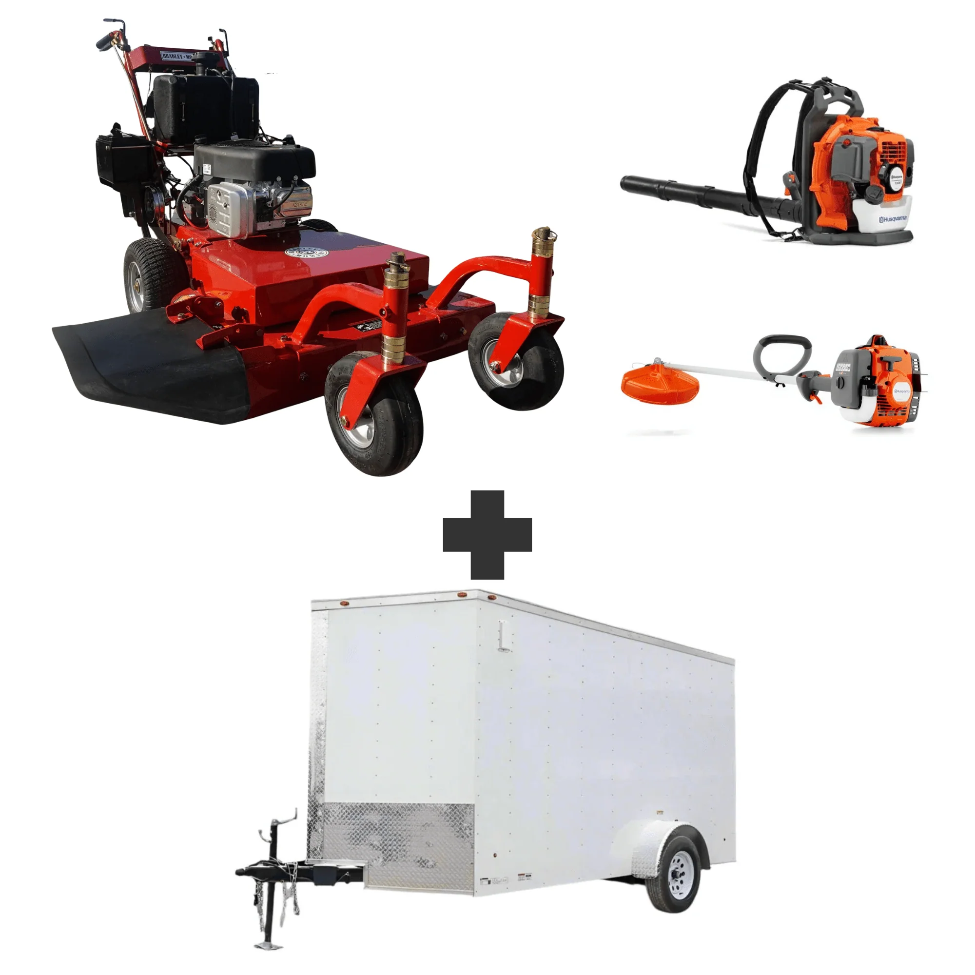 Bradley 32BDE-BS17 32" Walk Behind Mower 17.5 HP Briggs Enclosed Trailer Handheld Bundle