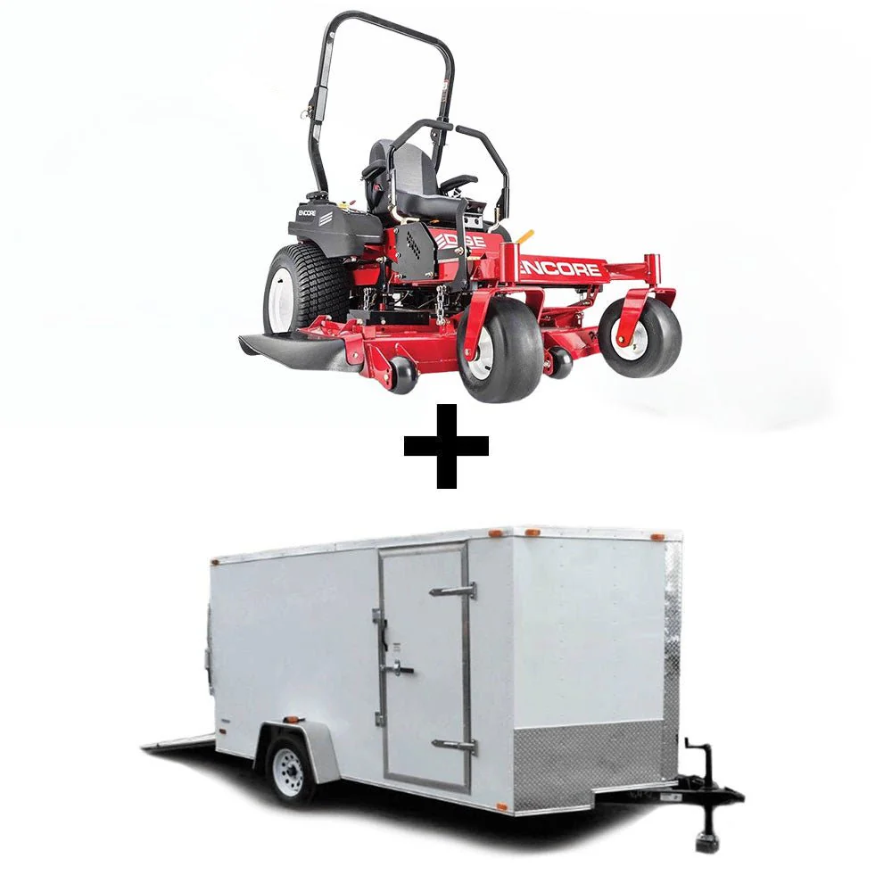 Encore Edge 48" Deck Commercial Zero Turn Lawn Mower 23 HP Kawasaki Enclosed Trailer Bundle