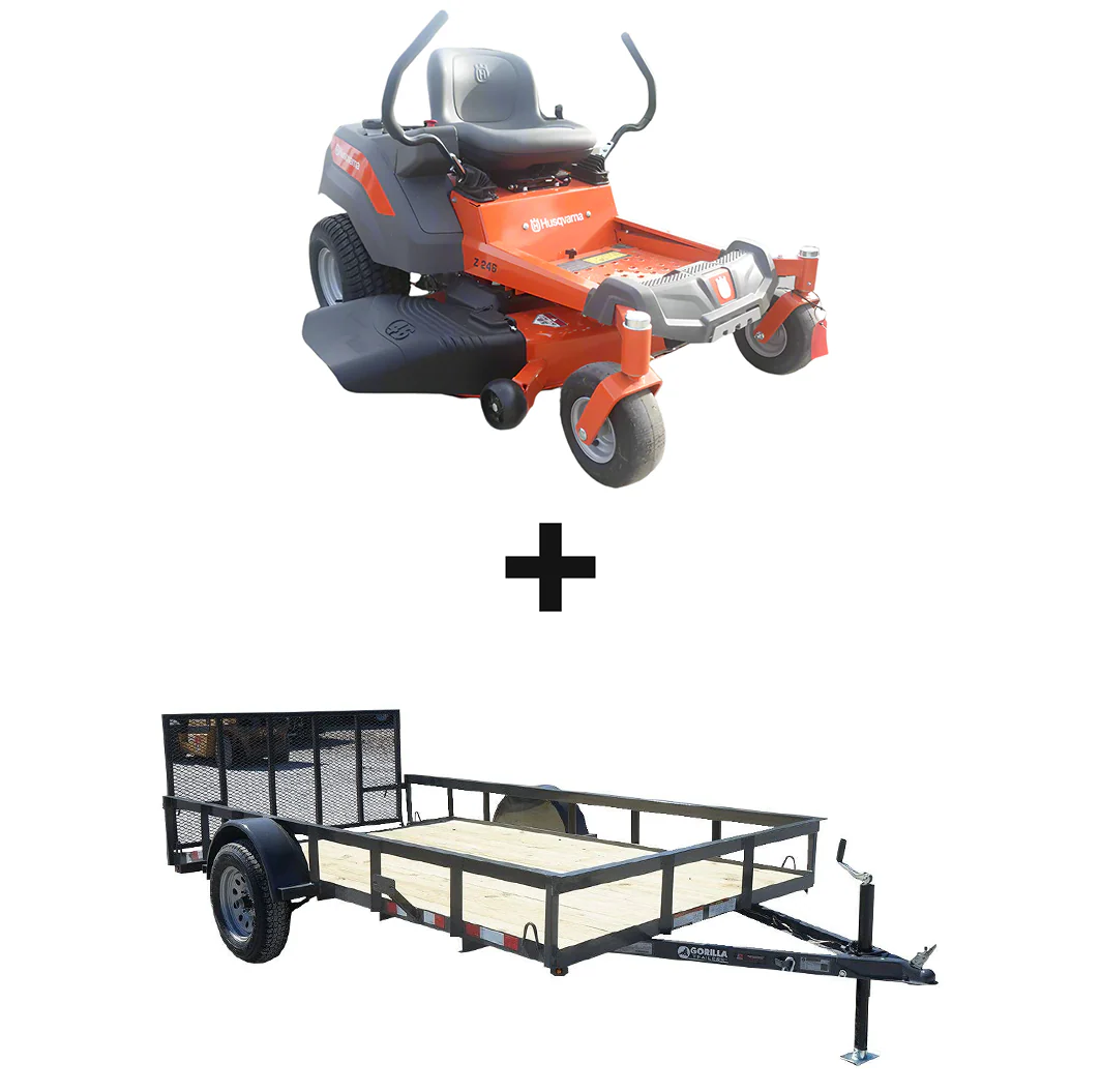 Husqvarna Z246 Zero Turn Lawn Mower Utility Trailer Package